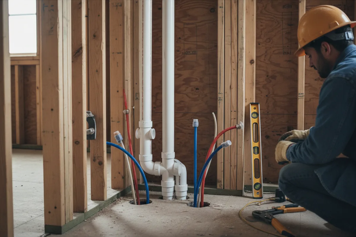 Drain and supply rough-in during Sump Pump Repair in Big Creek